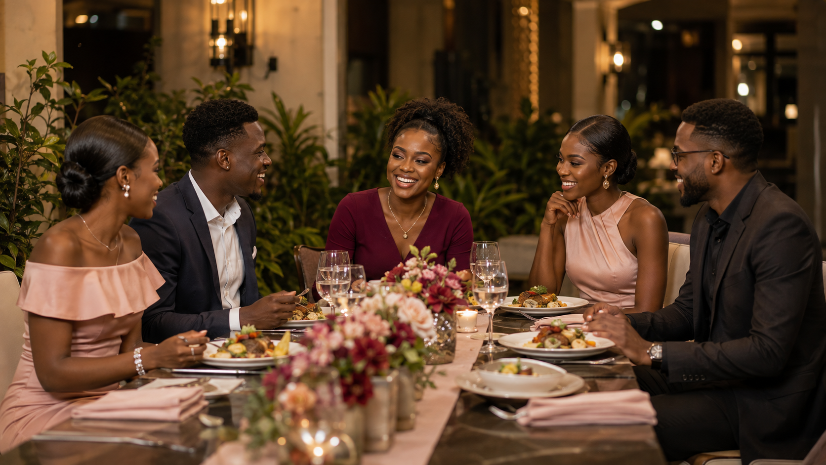 Elegant social lunch and dinner reception